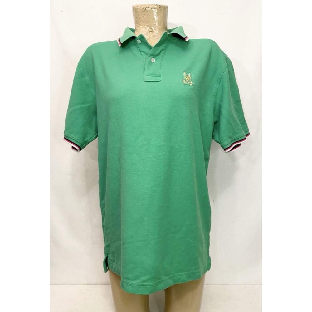 Psycho Bunny Polo Golf Shirt Size 7 XL 45” Short Sleeve Collar Green Casual